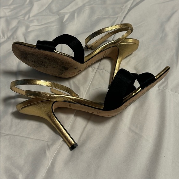 Kate Spade New York Black Satin Knot Detail Gold Elegant Classy Heels 5.5 Italy - Picture 16 of 16